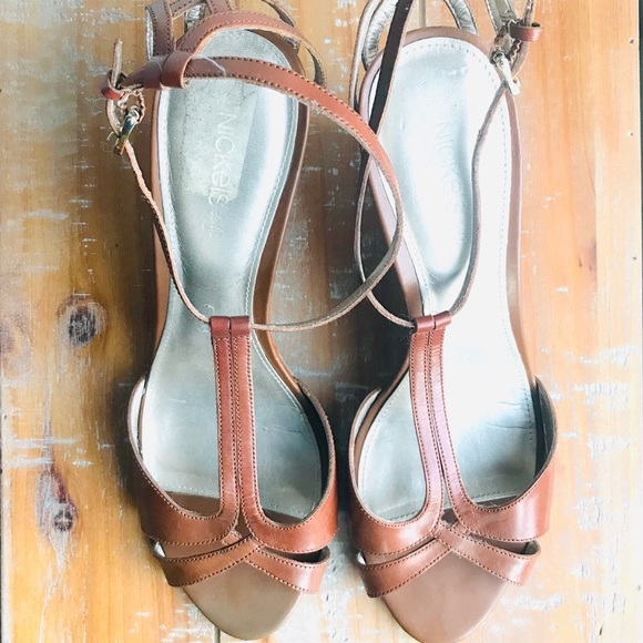 Nickels Shoes - NICKELS STRAPPY BROWN LEATHER WEDGE HEEL SANDALS